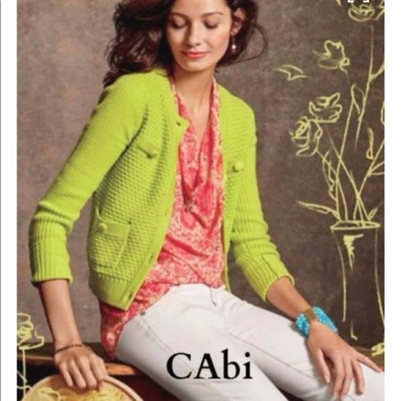 Cabi Loren Cardigan Size S Button Front Long Sleeve W/ Pocket Knit Sweater Green - Picture 1 of 8